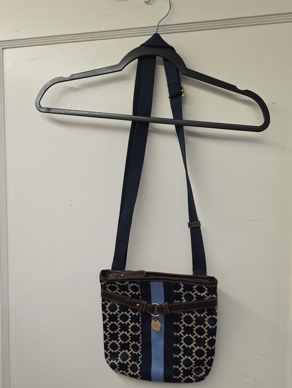 Tommy Hilfiger Monogram Crossbody Bag Navy Blue Light Blue Adjustable Strap